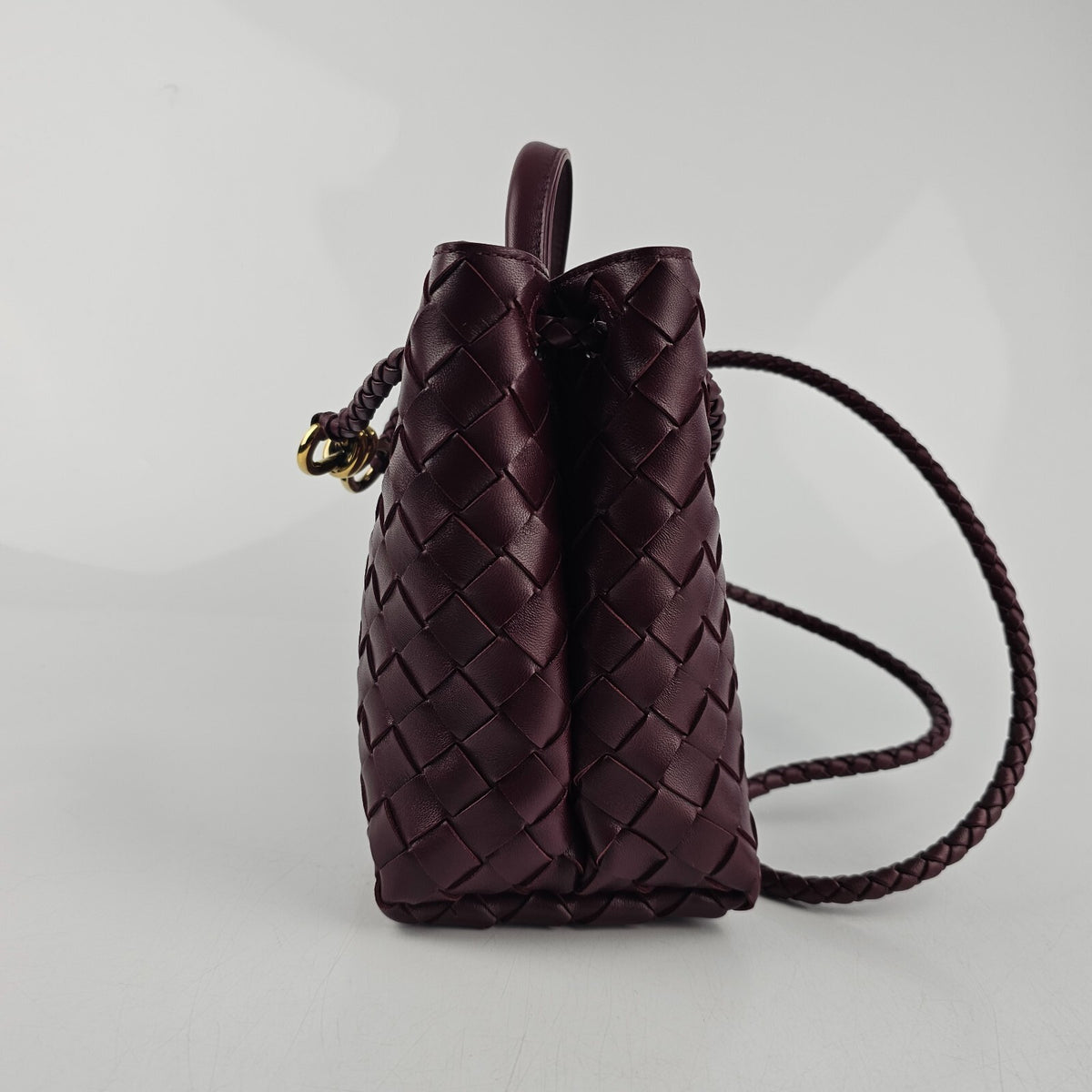 BOTTEGA VENETA Andiamo Small $4700 Barolo Red Leather Top Handle Bag New