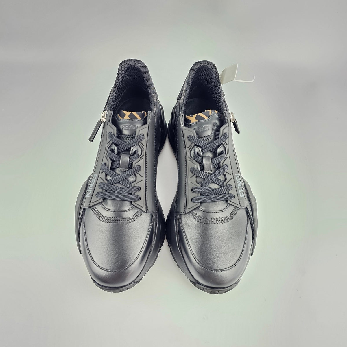 FENDI Flow Black Leather Sneakers New & Authentic