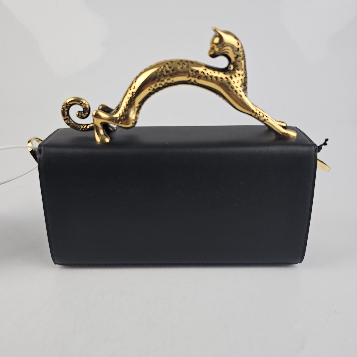 Lanvin Cat Nano Black Leather Top Handle Pencil Box Bag New