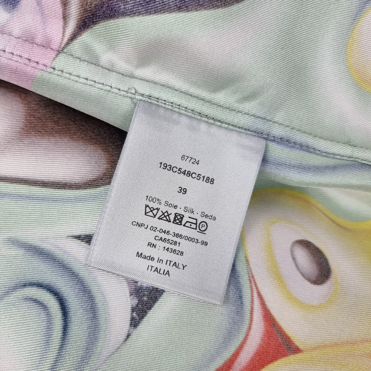 Dior Homme x Kenny Scharf Silk Multicolor Shirt Size 39 New