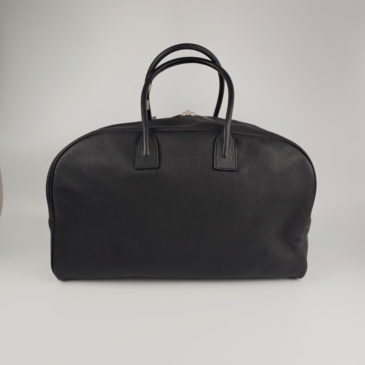 SAINT LAURENT $3700 Black Grained Leather Bowling Duffle Bag New & Authentic