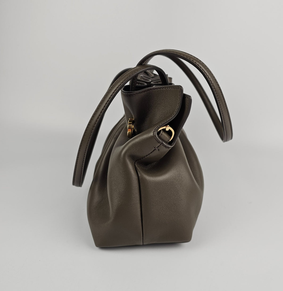 FERRAGAMO Concrete Leather Soft Shoulder Bag New & Authentic