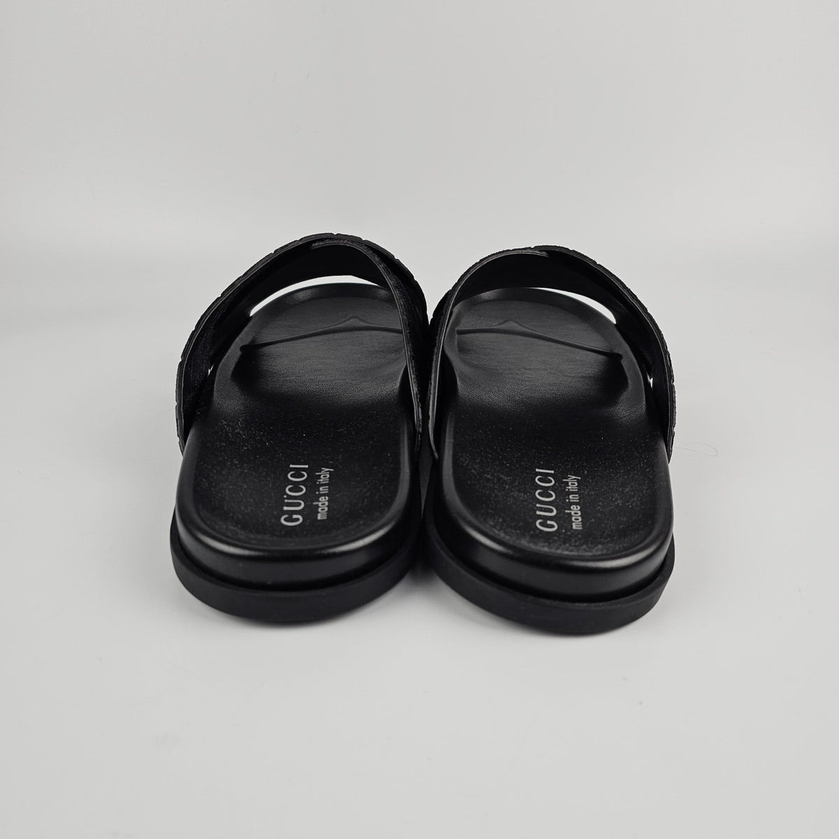 GUCCI Men's Black GG Suede Slide Sandals New & Authentic