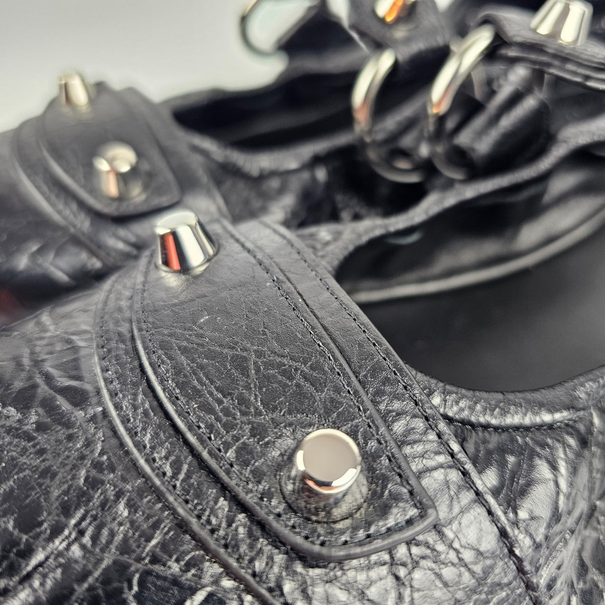 BALENCIAGA City $950 Black Leather Ballerinas New & Authentic