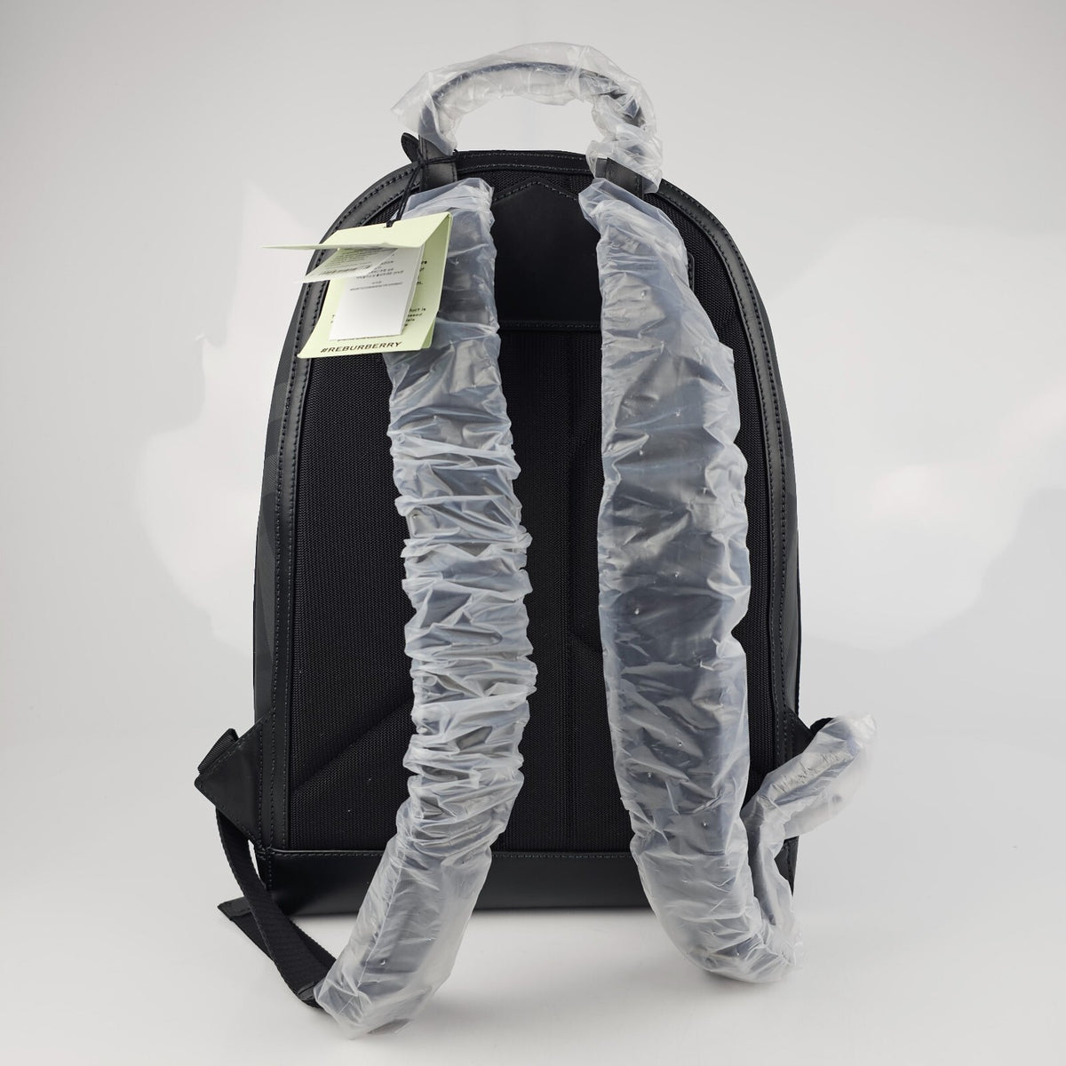 BURBERRY Rocco Charcoal Checkered E-Canvas Backpack New