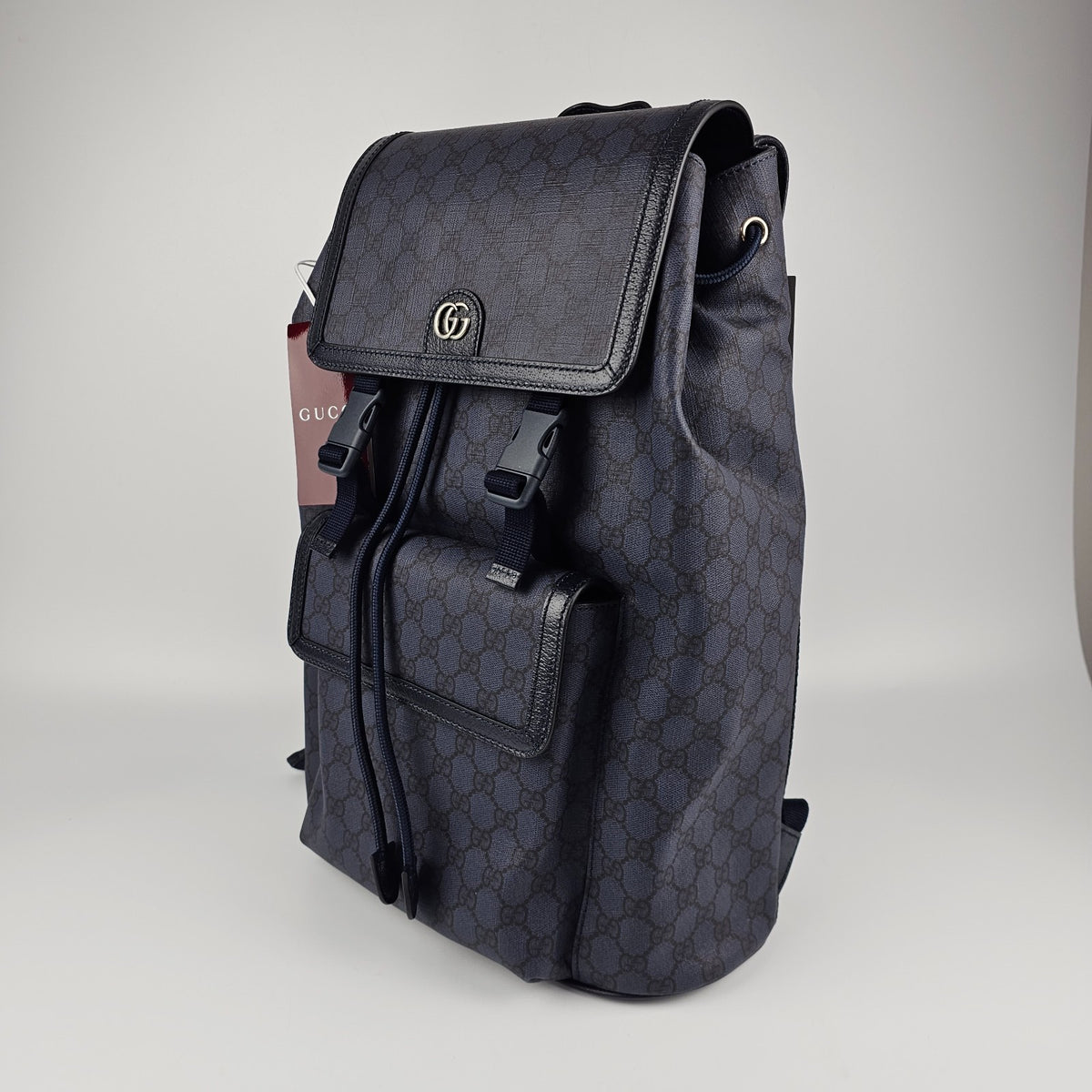 GUCCI Ophidia Large $2550 Blue GG Canvas Backpack New & Authentic