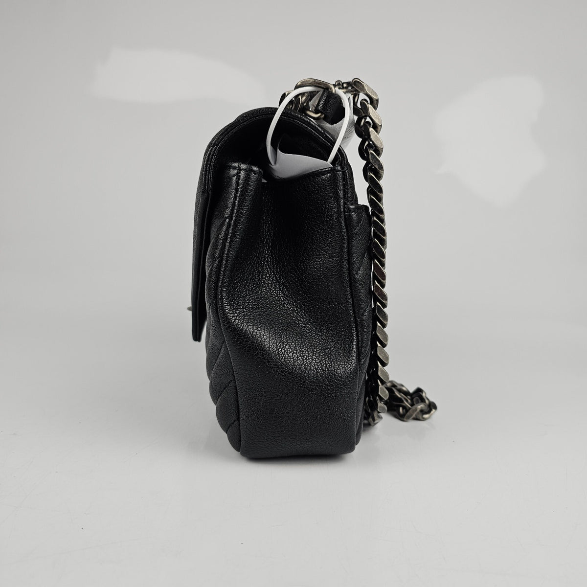 SAINT LAURENT College Medium Black Quilted Leather Shoulder Bag New
