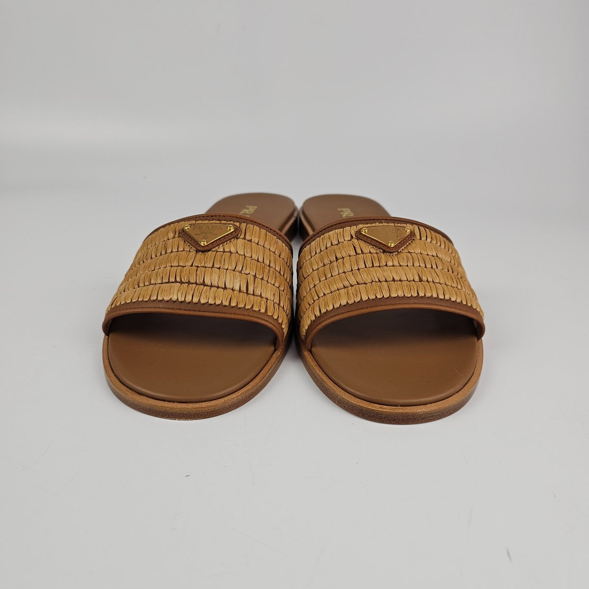 PRADA $1150 Caramel Crochet Slides New & Authentic