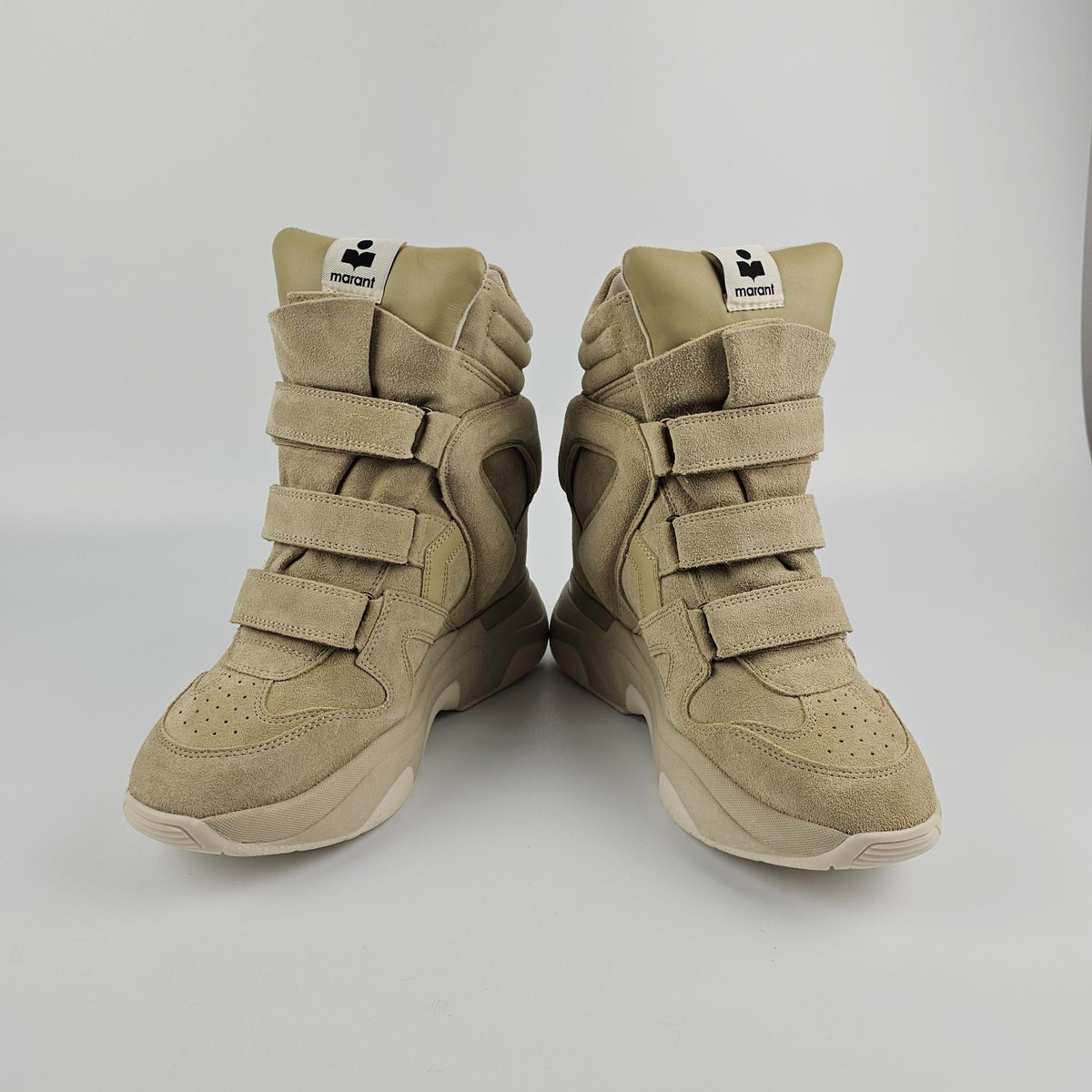 ISABEL MARANT Balskee Beige Suede 20mm Heel Sneakers New & Authentic