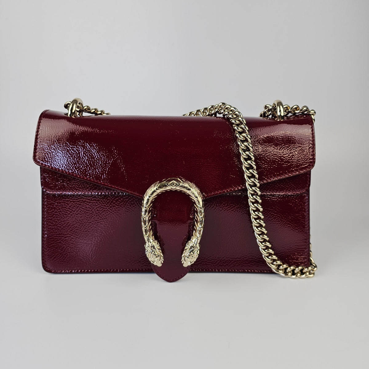GUCCI Dionysus Medium $3650 Rosso Ancora Patent Leather Shoulder Bag New