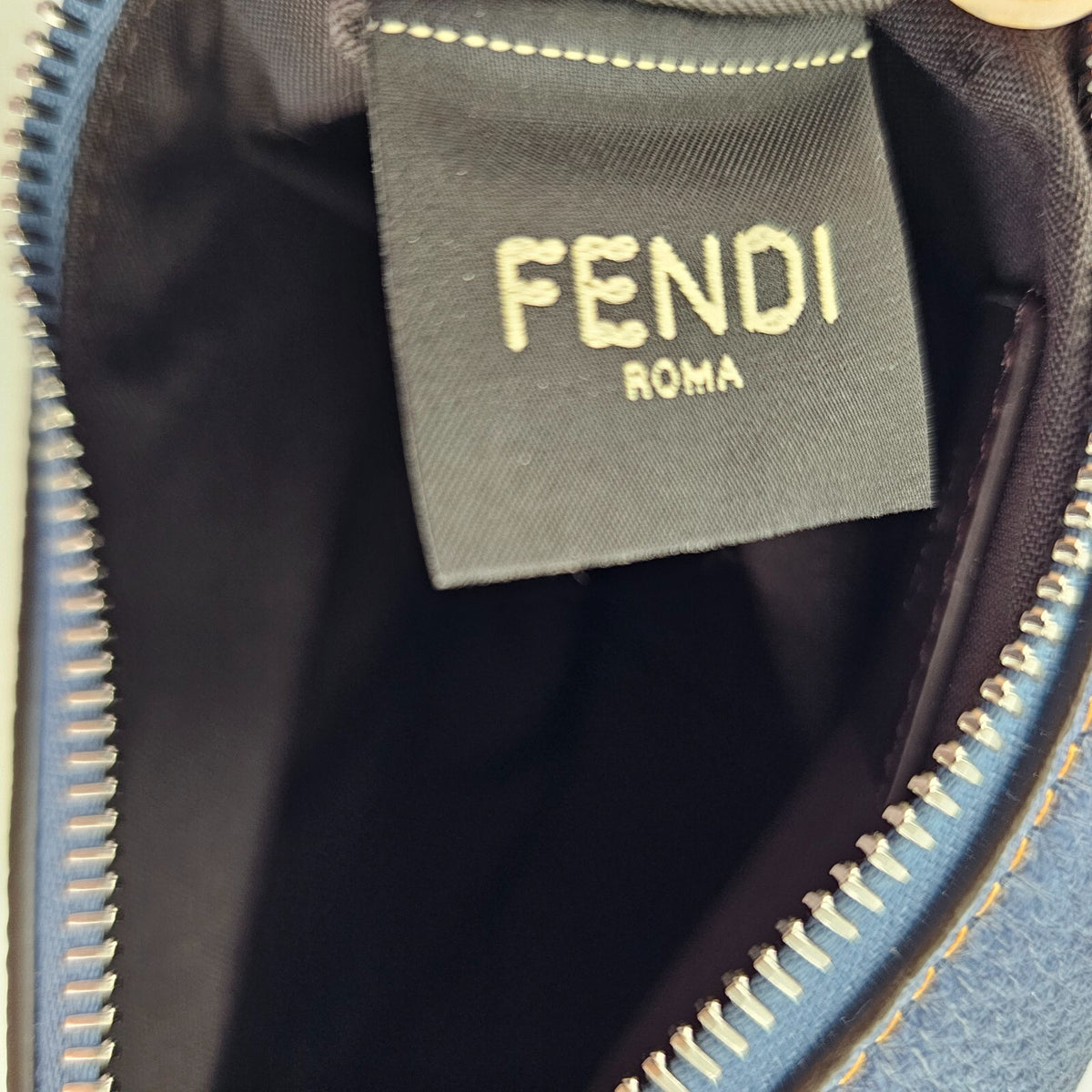 FENDI Fendigraphy Mini $2400 Blue Leather Denim Top Handle Bag New & Authentic