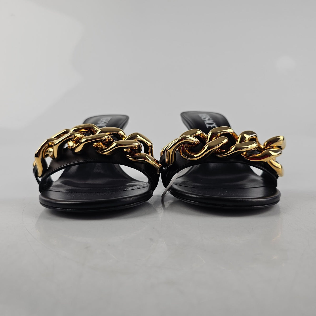 VERSACE Chain 70mm Black Mules New Size 37 US 7