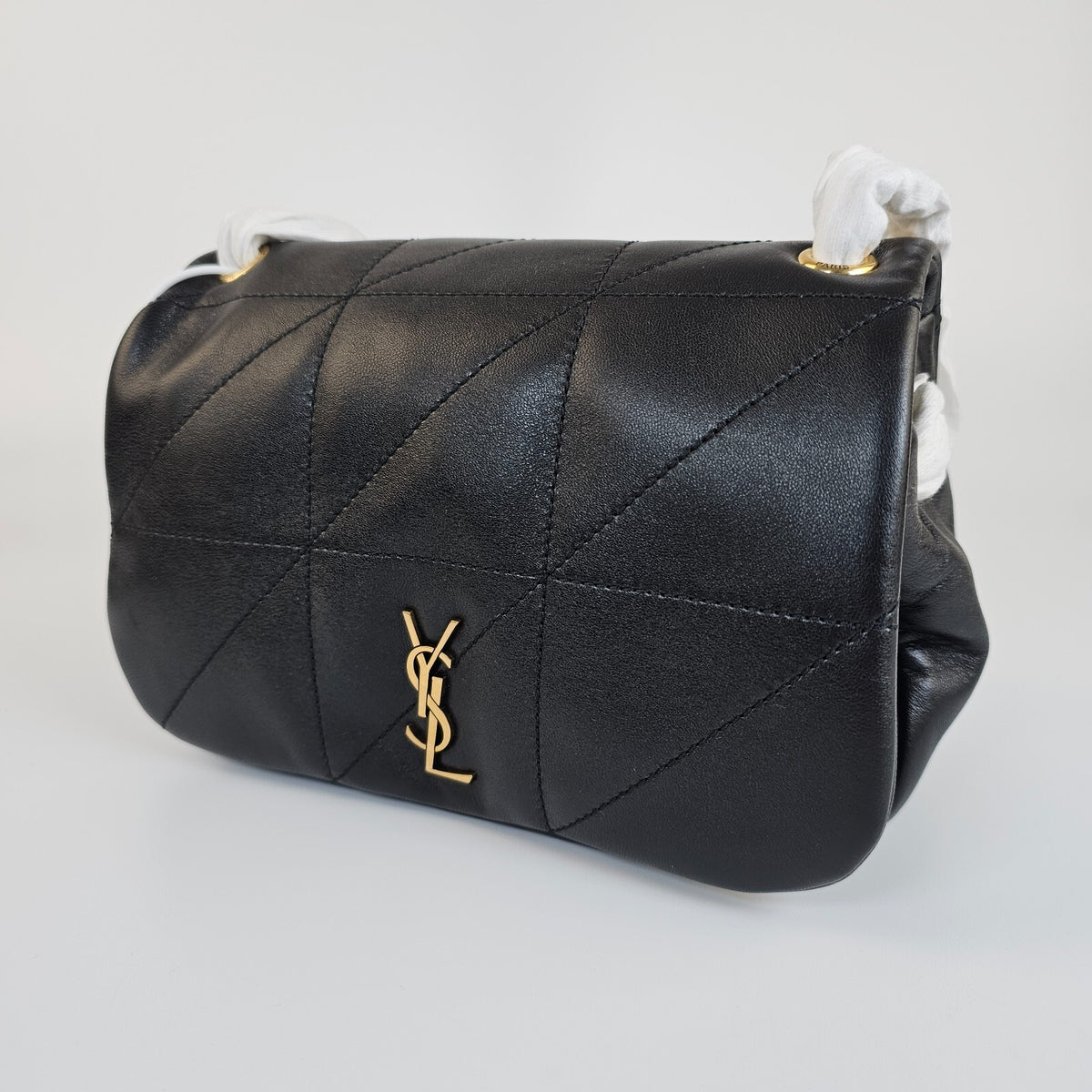 SAINT LAURENT Jamie 4.3 Mini Black And Gold Leather Shoulder Bag New