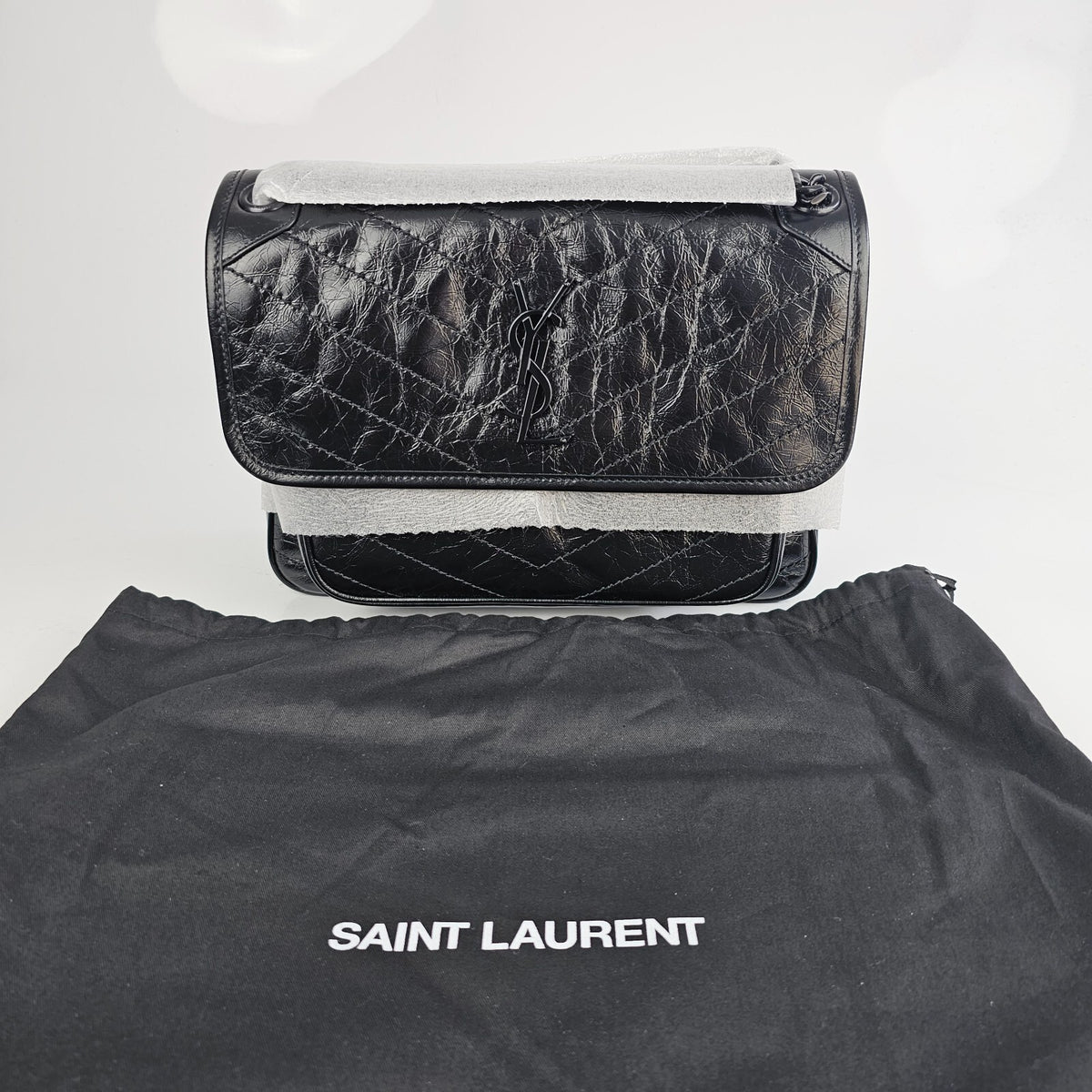 Saint Laurent Medium Niki Black Leather Shoulder Bag New