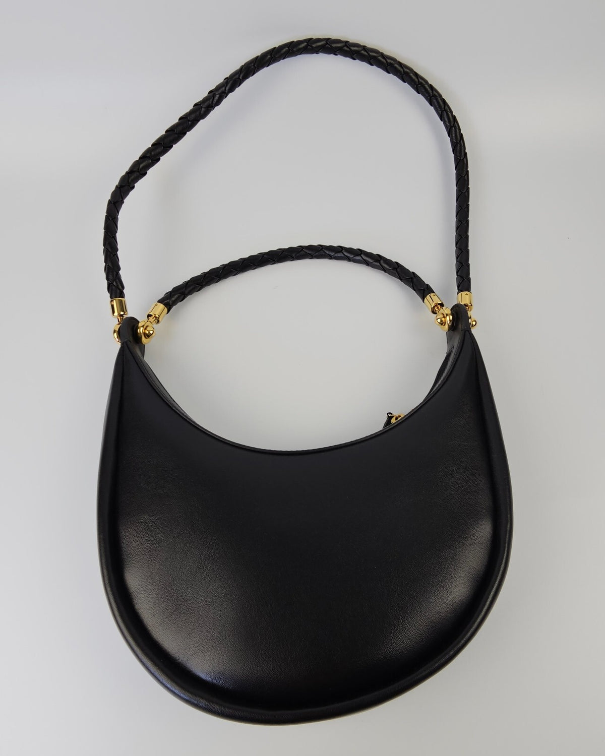 Bottega Veneta Hula Hoop $2950 Black Smooth Leather Shoulder Bag New/Authentic