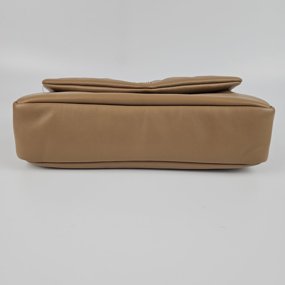 SAINT LAURENT Calypso Small Dark Toffee Plunged Leather Shoulder Bag