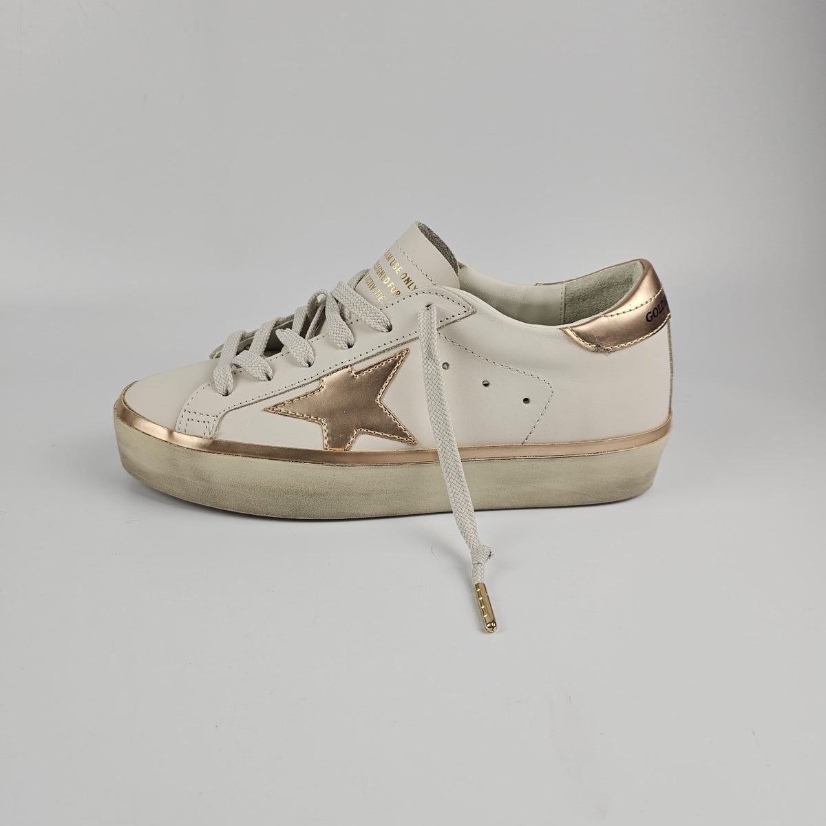GOLDEN GOOSE Hi Star Women's White/Rose Gold Sneakers New