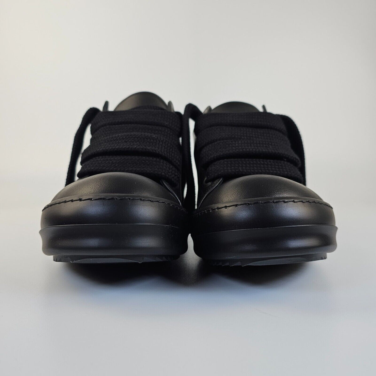 RICK OWENS Jumbo Laces Lido Black Leather Low Top Sneakers New 41 US 8