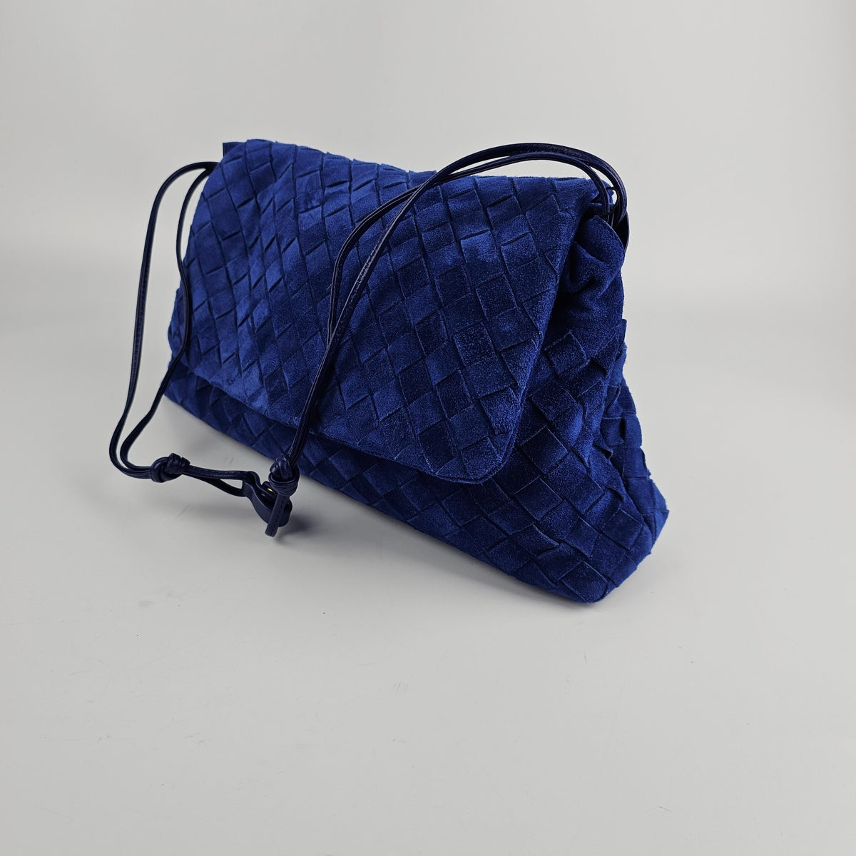 BOTTEGA VENETA Giorno $3500 Blue Royal Suede Shoulder Bag New & Authentic