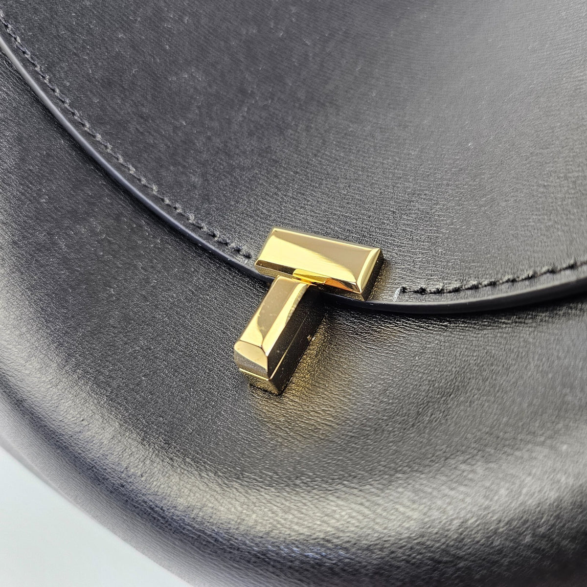 TOTEME T-Lock Black/Gold Leather Top Handle Bag New