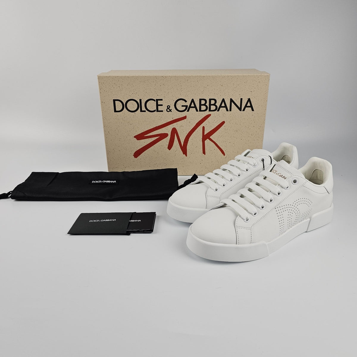 Dolce&Gabbana Portofino $745 Women's White Leather Sneakers New And Authentic