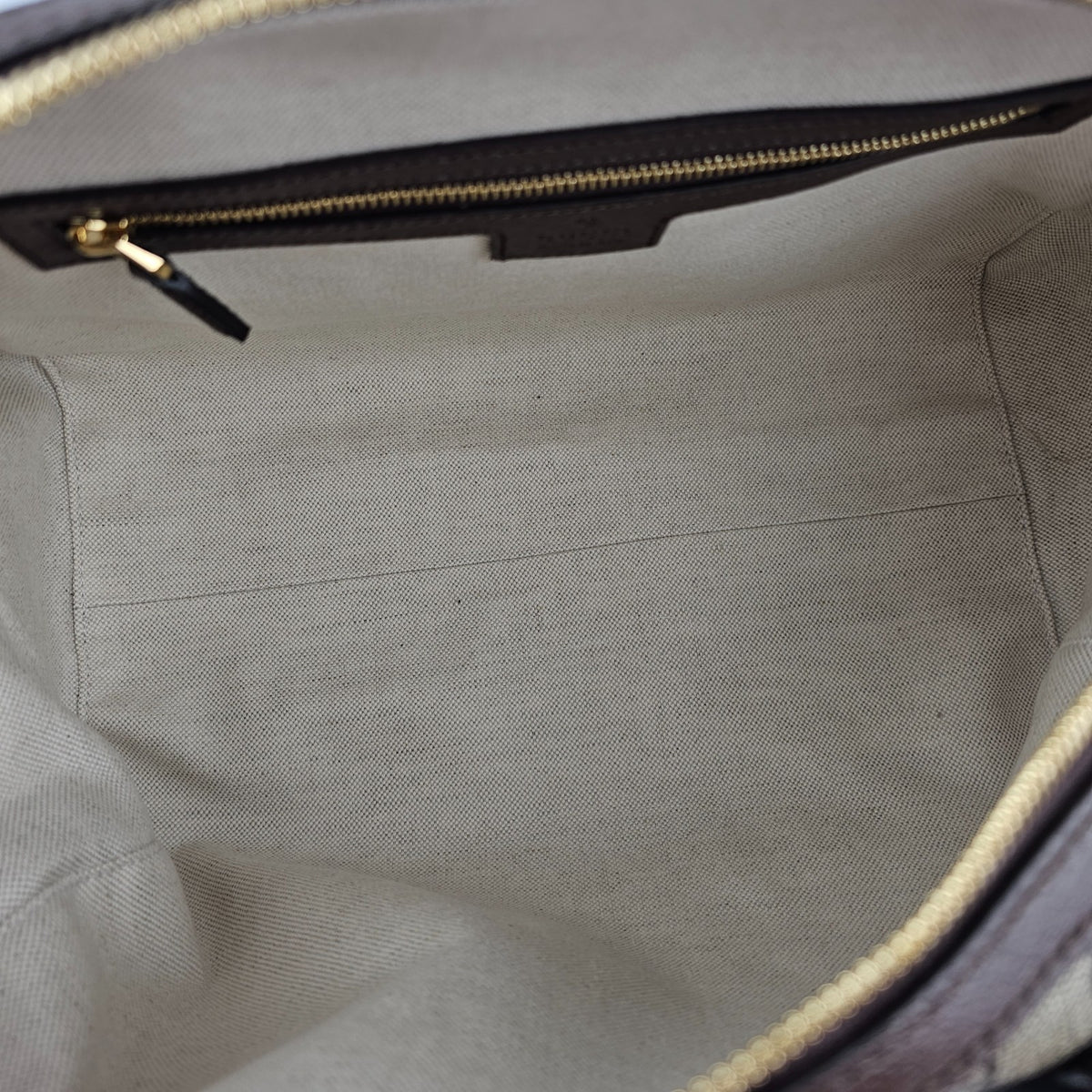 GUCCI Ophidia Large Boston Beige/Ebony GG Canvas Top Handle Bag New & Authentic