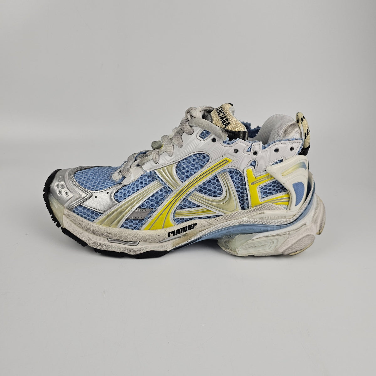 BALENCIAGA Runner $1190 Women's Blue/Yellow/White Sneakers New & Authentic