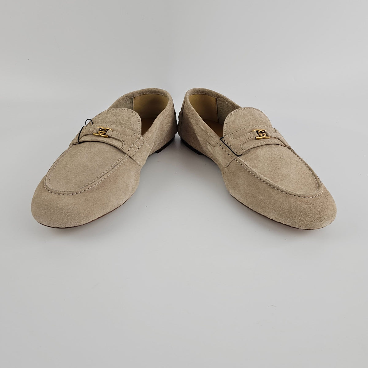 GUCCI San Andres Men's Oatmeal Suede Loafers New & Authentic