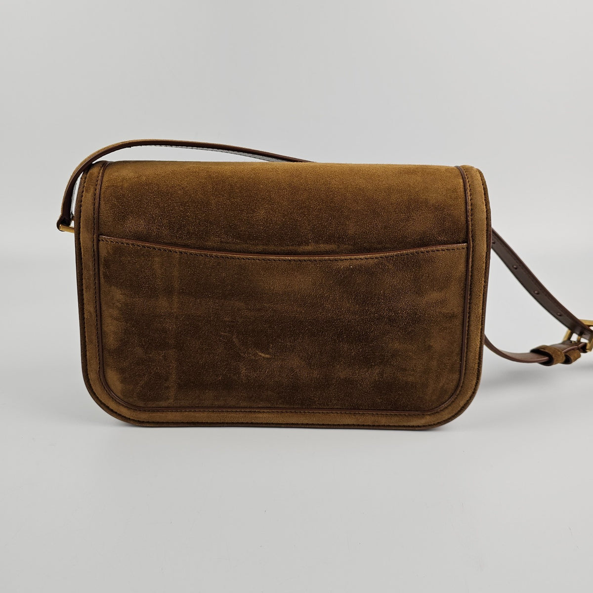 SAINT LAURENT Solferino Medium $3100 Caramel Cognac Suede Shoulder Bag New
