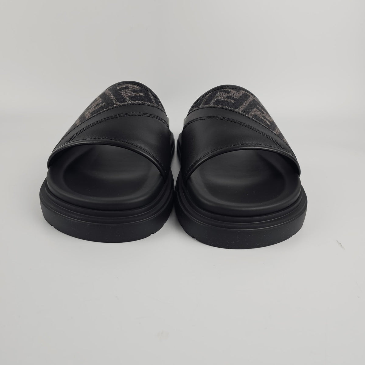 FENDI Diagonal $595 Gray Slides New & Authentic