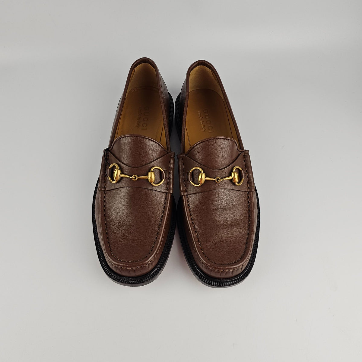 GUCCI Men's Brown Leather With Horsebit Loafers New & Authentic