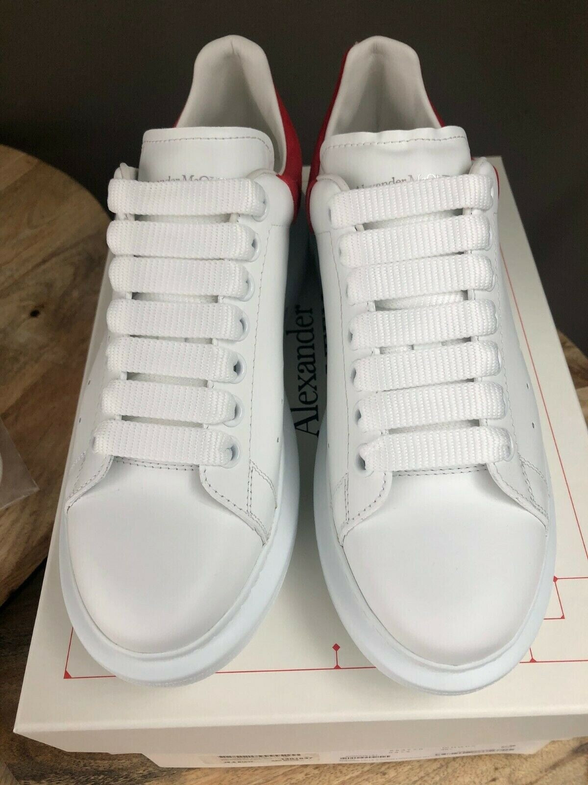 ALEXANDER MCQUEEN Women's Larry White And Red Sneakers New Size 41 US 11