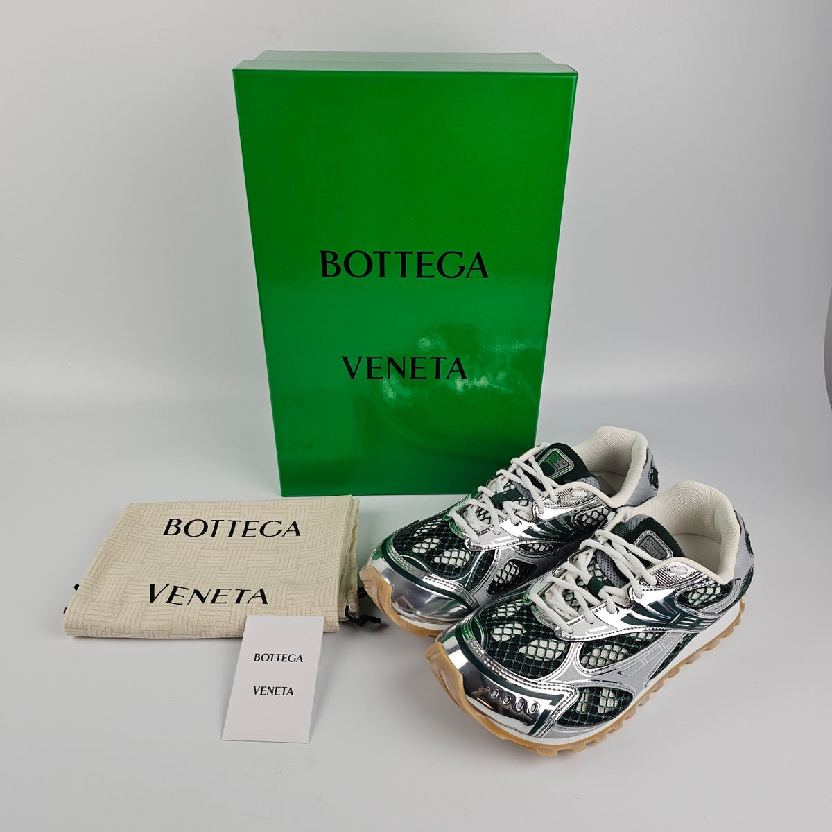 BOTTEGA VENETA Men's Orbit BILIARD/Silver Sneakers New & Authentic