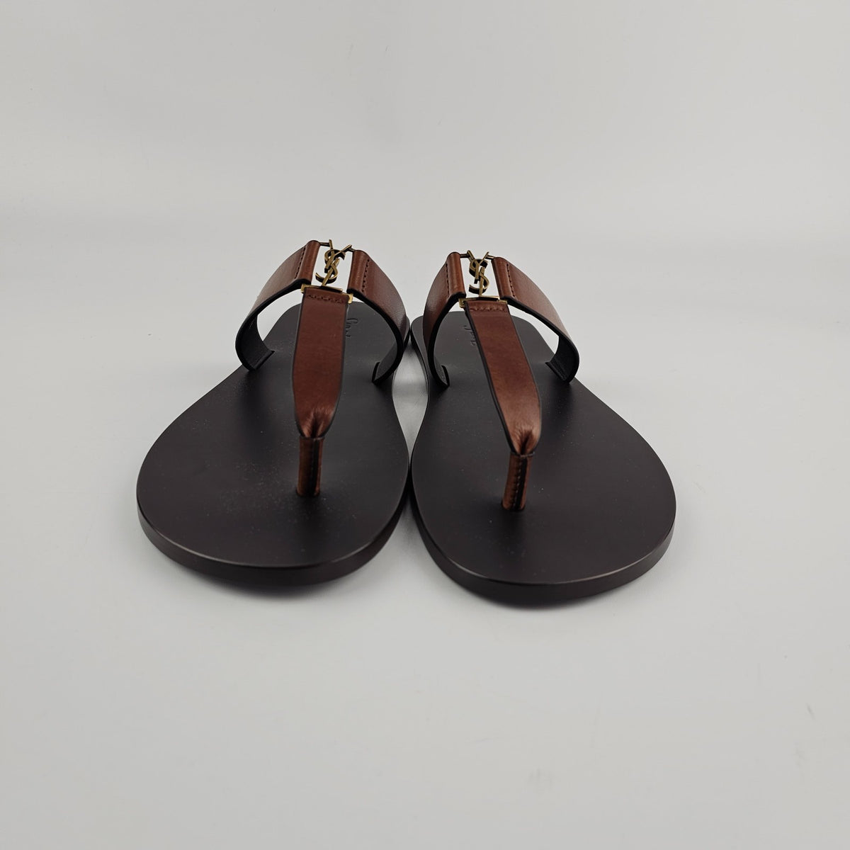 SAINT LAURENT Babylone $990 Burnt Brown Slides New & Authentic