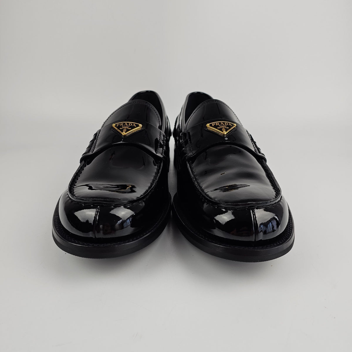 PRADA Black Patent Leather Loafers New & Authentic