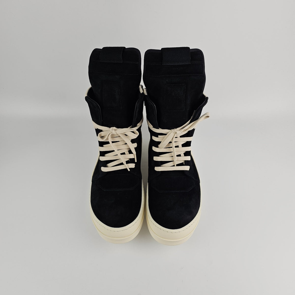 RICK OWENS Tower Geobasket Black/Milk Suede Sneakers New & Authentic