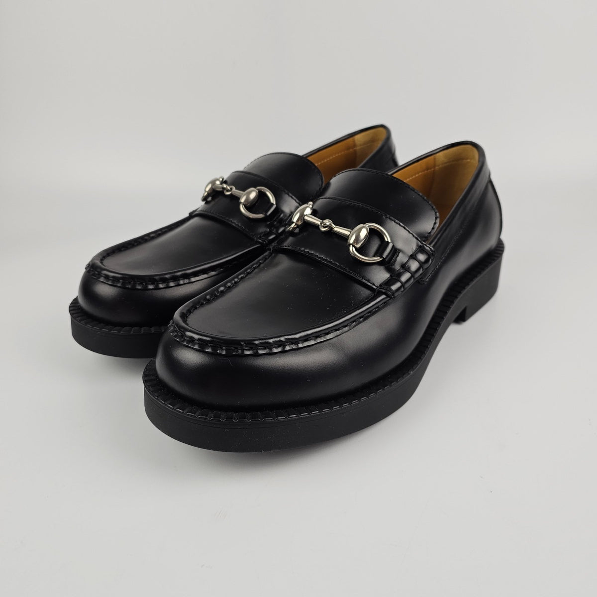 GUCCI $1250 Men's Black Leather With Horsebit Loafers New & Authentic