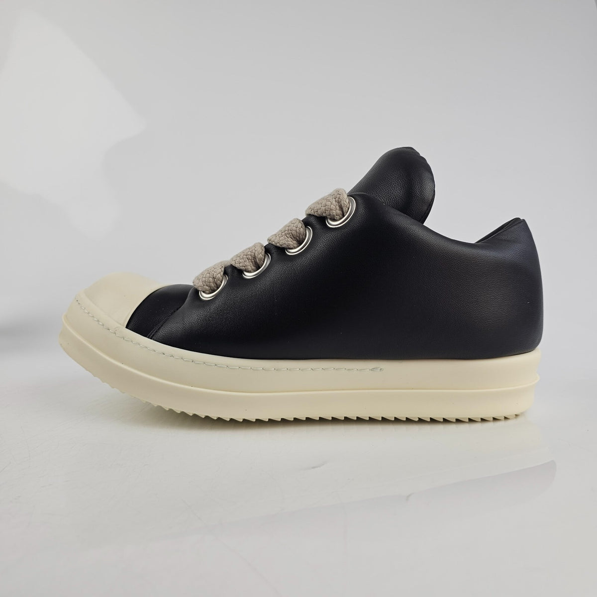 RICK OWENS Ramones Jumbo Laces Black/Milk Sneakers New Size 39.5 US 6.5
