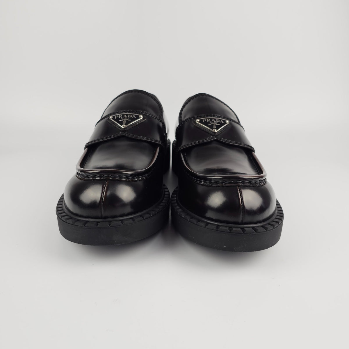PRADA Chocolate Dark Brown Leather Loafers New And Authentic