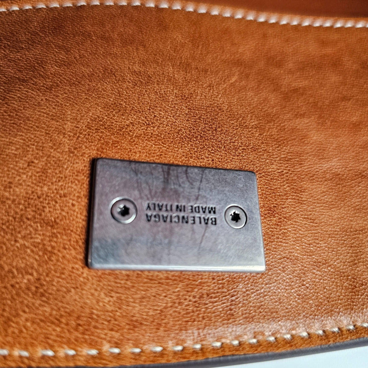 BALENCIAGA Rodeo Medium $4600 Tan Cowboy Leather Handbag New & Authentic