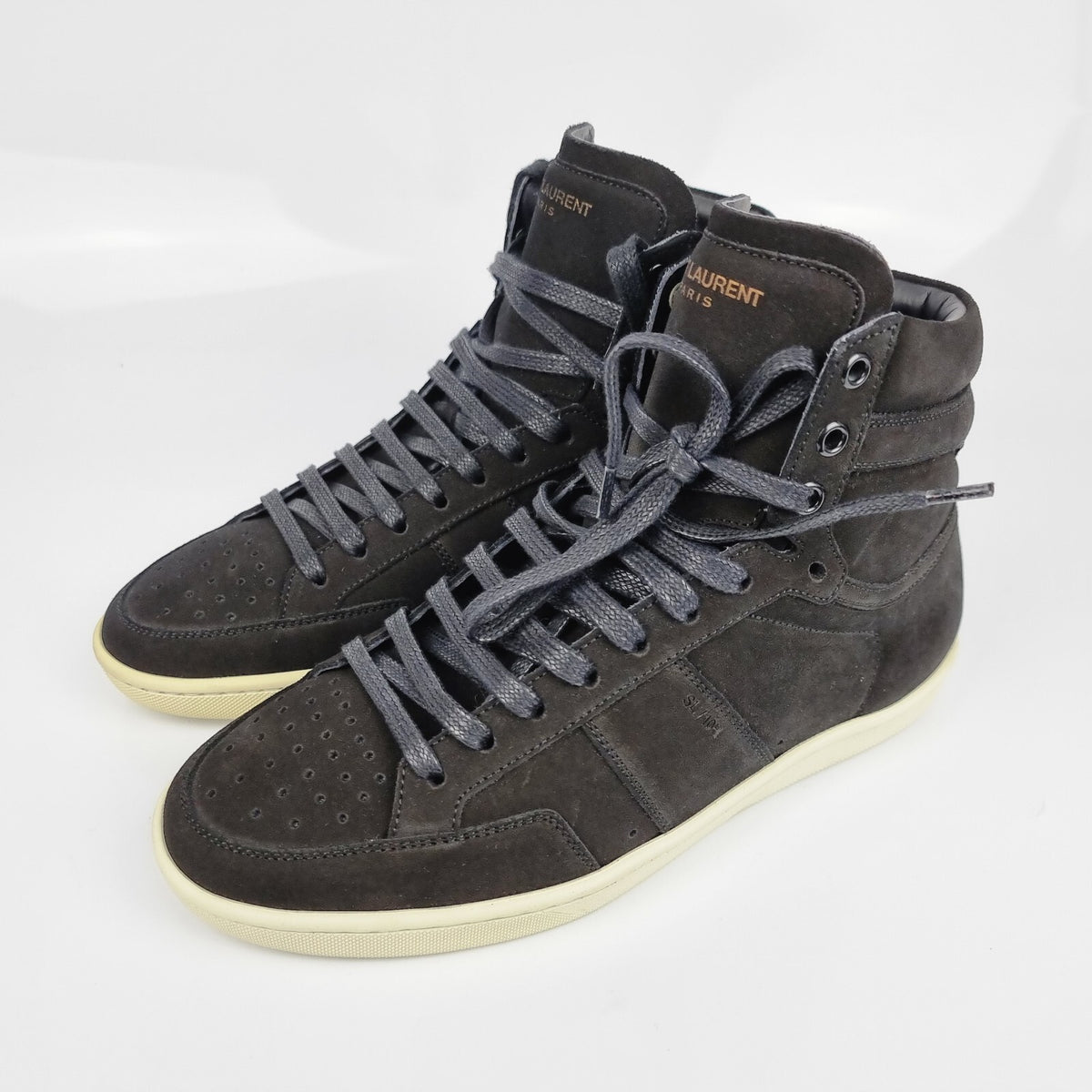 SAINT LAURENT Men's SL10H Black Suede High Top Sneakers New Size 39 US 6