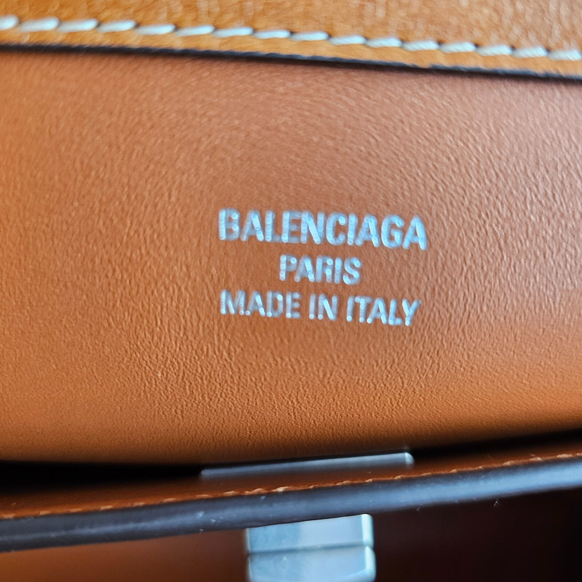 BALENCIAGA Rodeo Medium $4600 Tan Cowboy Leather Handbag New & Authentic