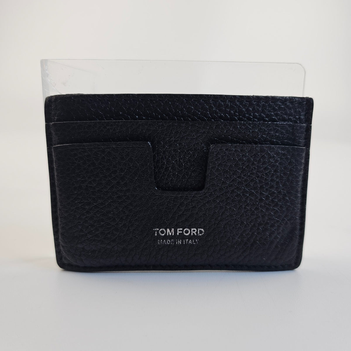 TOM FORD Men's Black Grain Leather Classic Card Holder Used