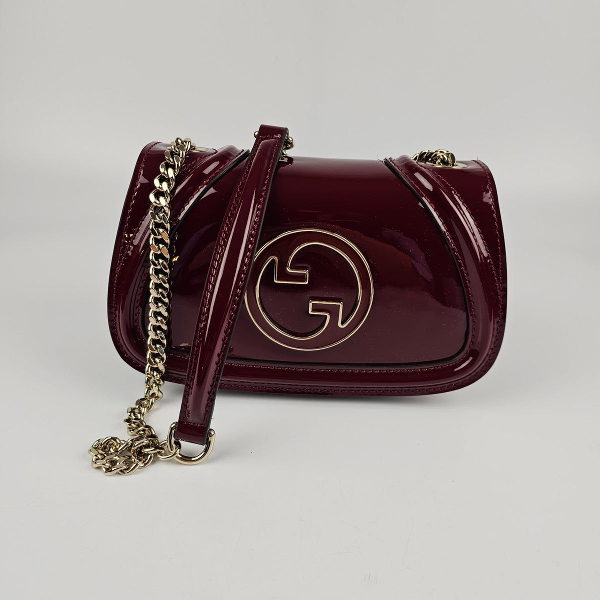 GUCCI Blondie Small $3450 Rosso Ancora Red Patent Leather Shoulder Bag New