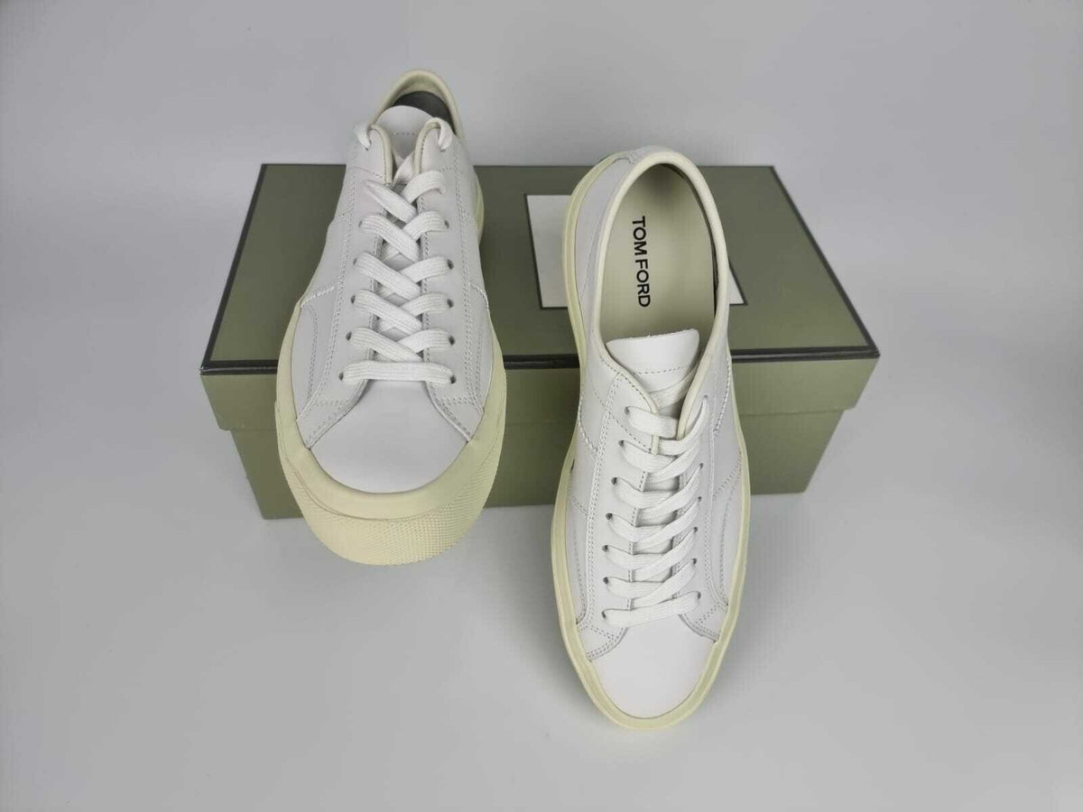 TOM FORD Cambridge White Leather Low Top Sneakers New Size US 9 EU 42
