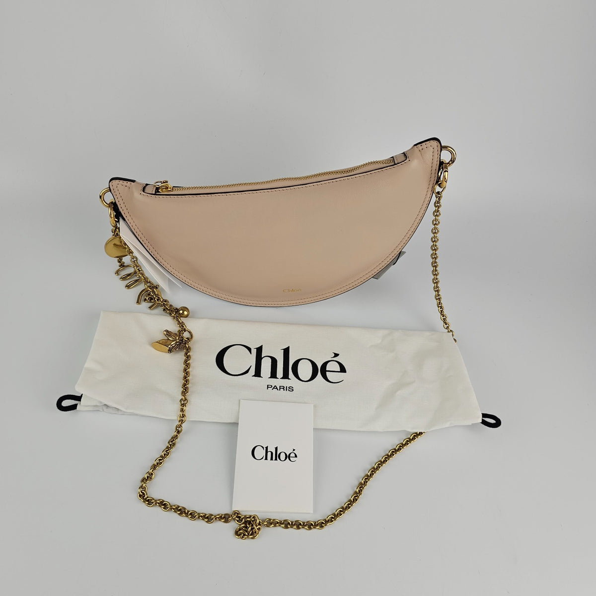Chloe Icons Halfmoon Mini Beige Shoulder Bag New & Authentic