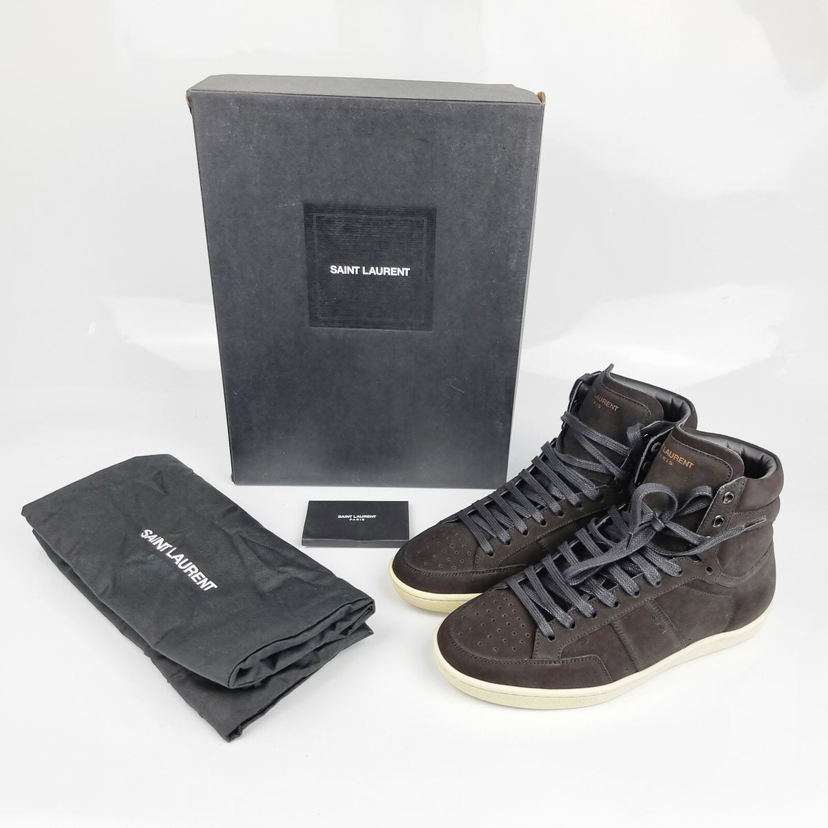 SAINT LAURENT Men's SL10H Black Suede High Top Sneakers New Size 39 US 6