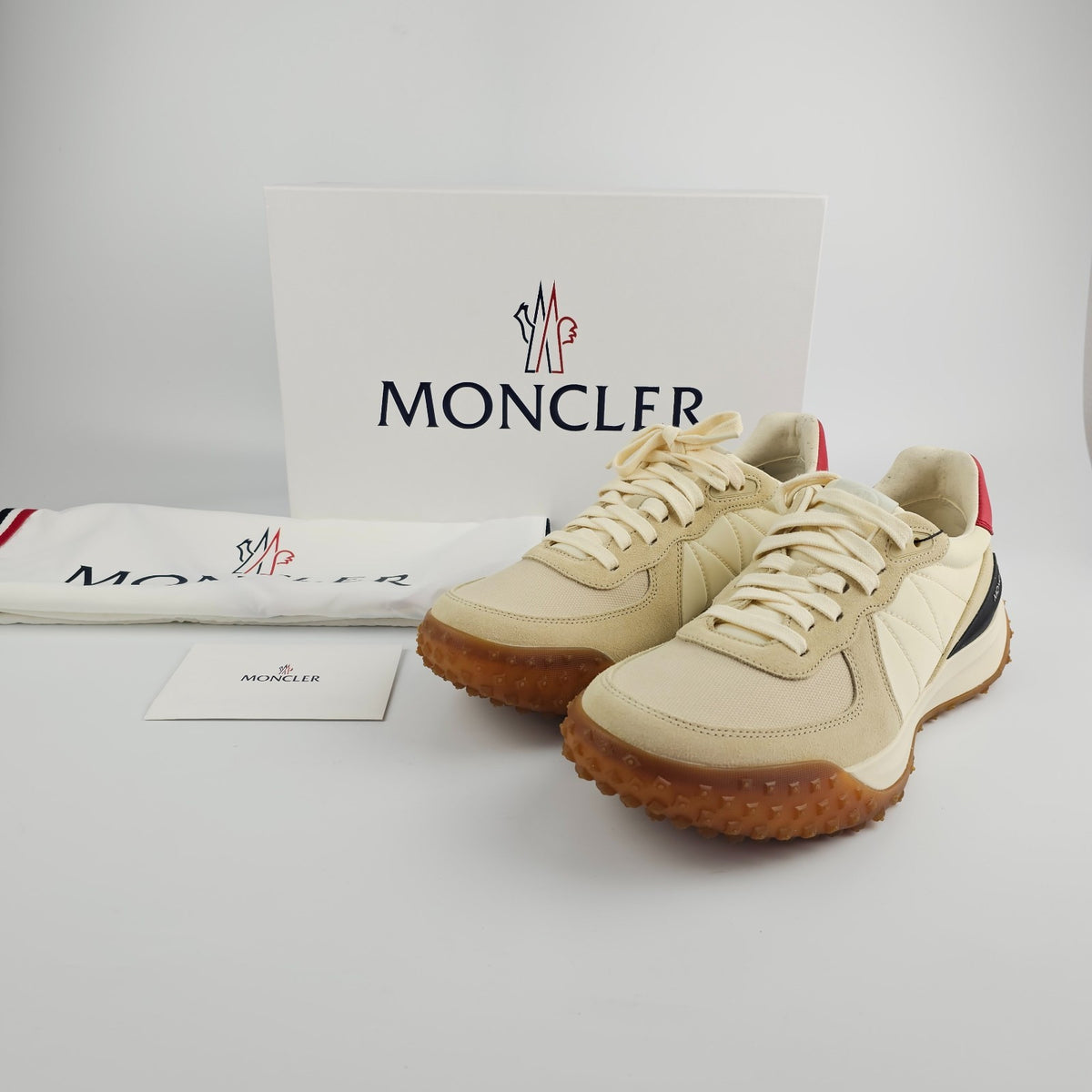 MONCLER $650 City Trek White Ivory Sneakers New & Authentic