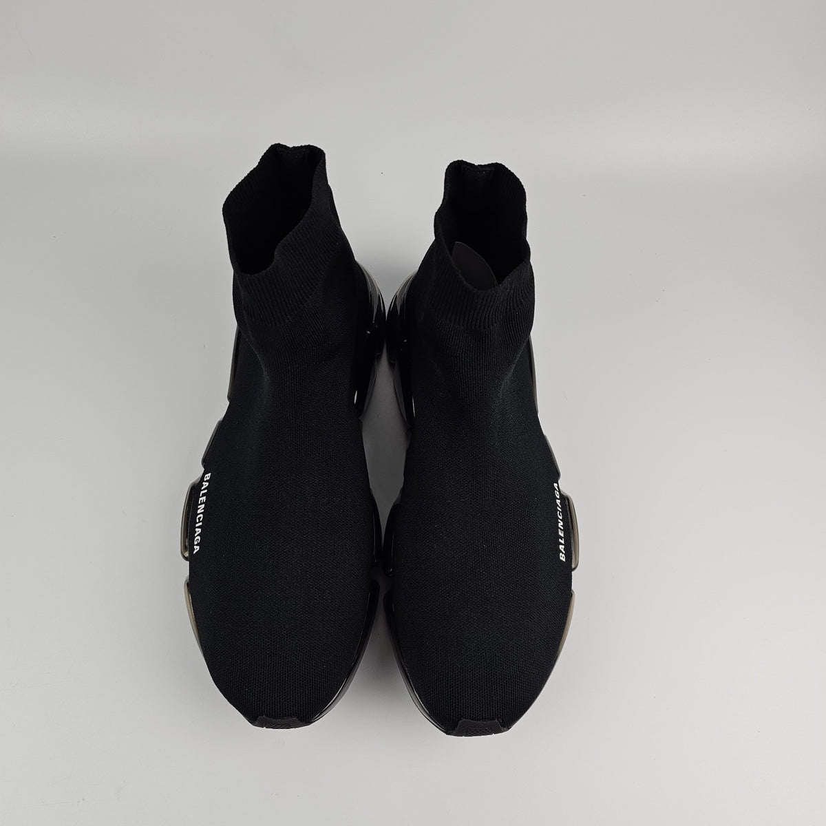 BALENCIAGA Speed 2.0 Full Clear Sole $1100 Men's Black Sneakers New & Authentic