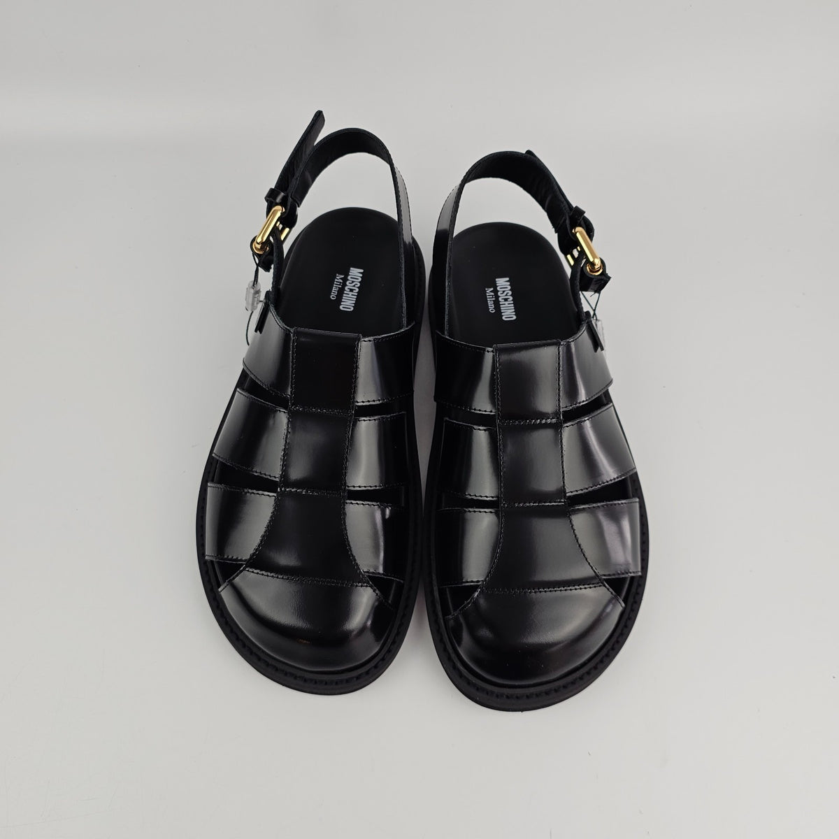MOSCHINO Black Leather Sandals New & Authentic